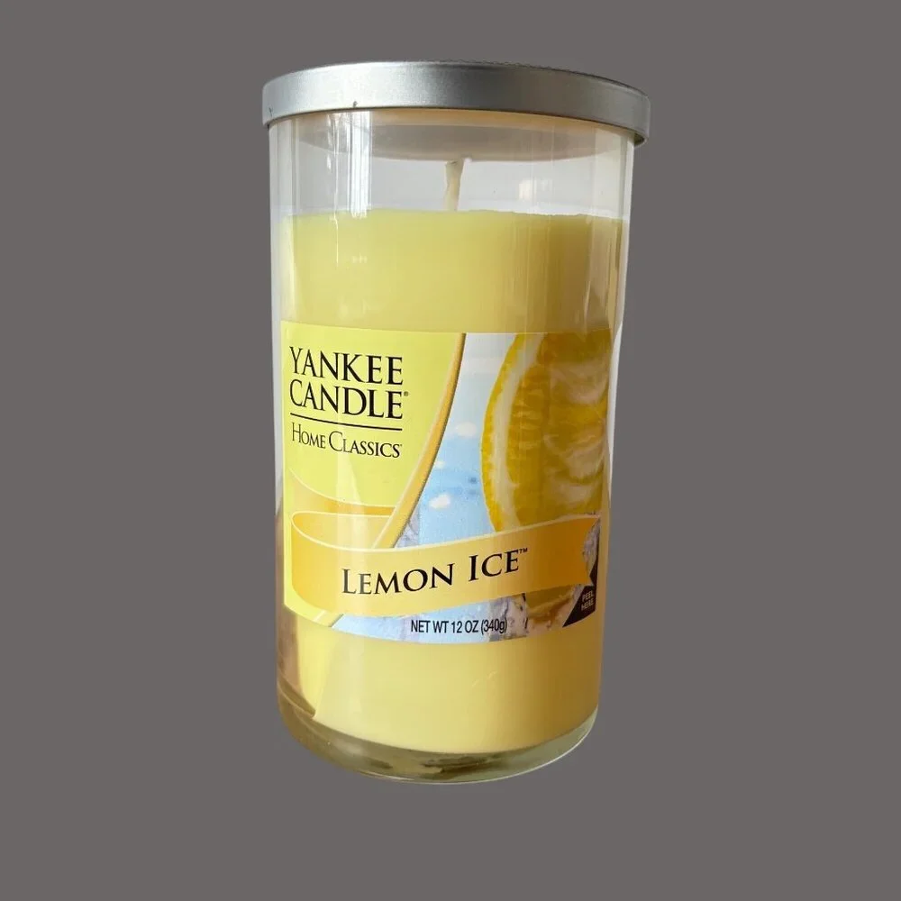Yankee‎ Candle Home Classics Lemon Ice 12 oz Glass Jar Lid 95 Hours New